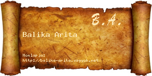 Balika Arita névjegykártya